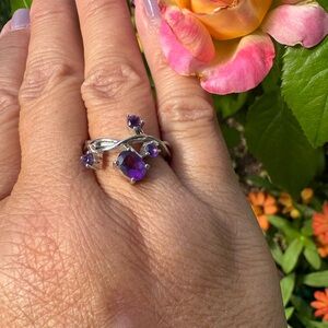 Elegant Silver and Purple Gemstone Ring